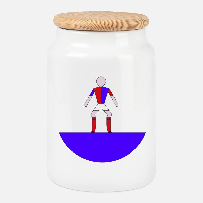 Subbuteo Geometric Hero auf Blue Arc - Keksdose mit Holzdeckel - Weiß