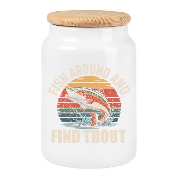 Plaisir de la pêche et capture de truites – Motif Petri Heil - Boîte à biscuits avec couvercle en bois - blanc - Devant