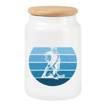 Simply floorball timeless design - Cookie Jar with Wooden Lid - white - Front