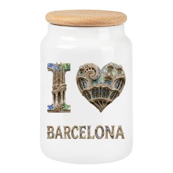 Barcelona – Organic Architecture - Cookie Jar with Wooden Lid - white - Front