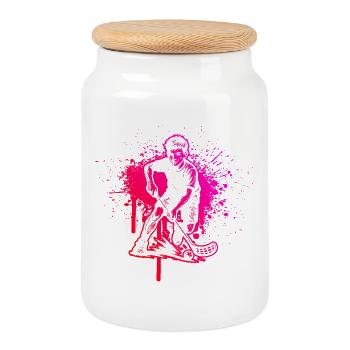 Direct floorball statement - Cookie Jar with Wooden Lid - white - Front