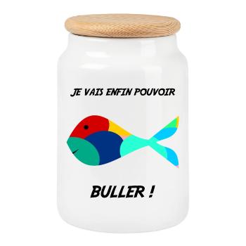 POISSON. MEMOIRE. SARDINE. POISSON D'AVRIL. MER - Boîte à biscuits avec couvercle en bois - blanc - Devant