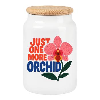 Just One More Orchid - Cookie Jar with Wooden Lid - white - Front