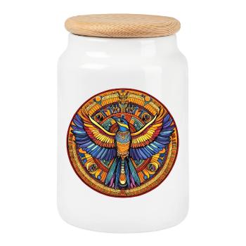 Éventail de feu Phoenix Mandala - Boîte à biscuits avec couvercle en bois - blanc - Devant