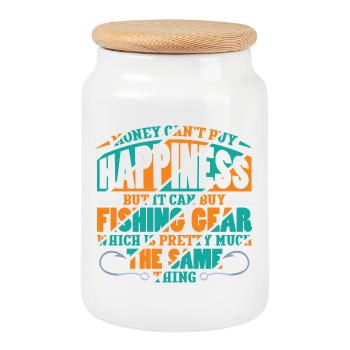 Angler Fisherman Petri Disciple Saying Fishing Funny - Cookie Jar with Wooden Lid - white - Front