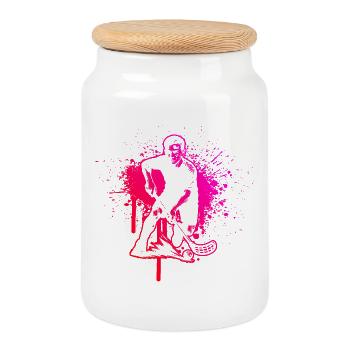 Conception vintage de floorball pour floorball - Boîte à biscuits avec couvercle en bois - blanc - Devant