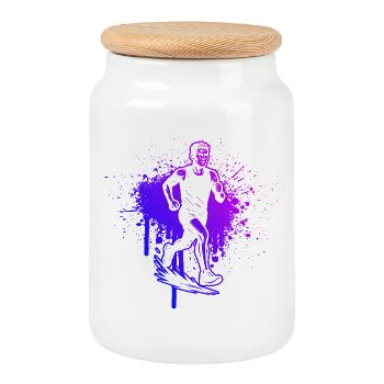 Inspiration pour la course cool - Boîte à biscuits avec couvercle en bois - blanc - Devant