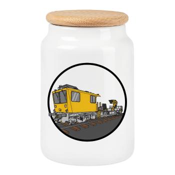 Constructeur de véhicules de travaux sur piste GAF - Boîte à biscuits avec couvercle en bois - blanc - Devant