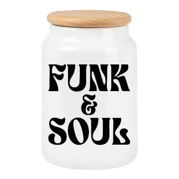 Funk and Soul music - Cookie Jar with Wooden Lid - white - Front