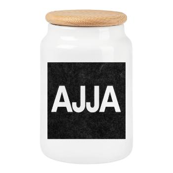 Ajja, T-shirt dialecte limbourgeois - Boîte à biscuits avec couvercle en bois - blanc - Devant