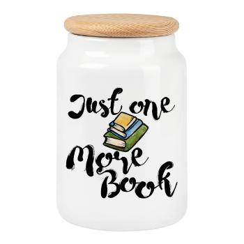 Stacked Books Watercolor Illustration - Cookie Jar with Wooden Lid - white - Front