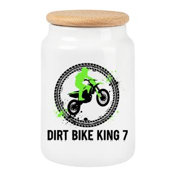 7e anniversaire de Dirt Bike King - Boîte à biscuits avec couvercle en bois - blanc - Devant
