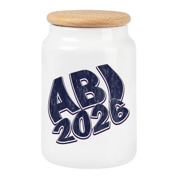 Abitur 2026 - Cookie Jar with Wooden Lid - white - Front