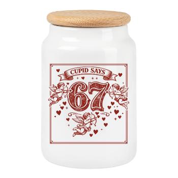 Cupidon Days 67 Love Six Seven Cadeau Drôle - Boîte à biscuits avec couvercle en bois - blanc - Devant