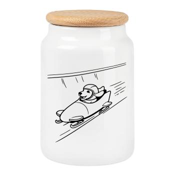 dackel eis bob kanal line art - Keksdose mit Holzdeckel - Weiß - Vorne
