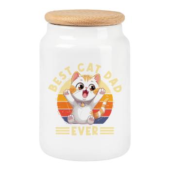 Chat Meilleur Chat Papa Jamais Chat Papa Drôle Dicton - Boîte à biscuits avec couvercle en bois - blanc - Devant