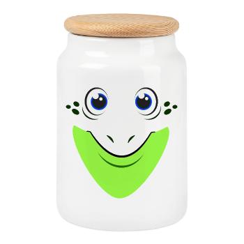 Cute Frog Face Crazy Diy Funny Costume Frog Face - Cookie Jar with Wooden Lid - white - Front