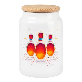 Bowling Vaporwave - Boîte à biscuits avec couvercle en bois - blanc - Devant