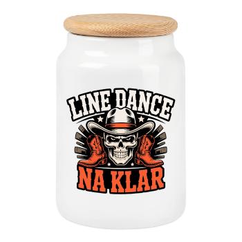 Line Dance Skull Cowboy NA KLAR - Cookie Jar with Wooden Lid - white - Front