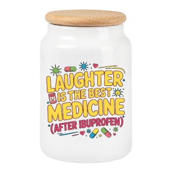 Pediatric Nurse Laughter Is The Best Child Care - Cookie Jar with Wooden Lid - white - Front