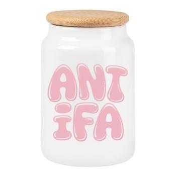 Antifa - Produits dérivés antifascistes - Boîte à biscuits avec couvercle en bois - blanc - Devant