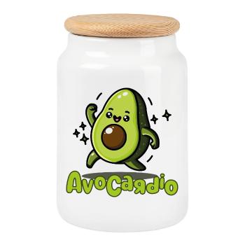AvoCadío Avocado Cartoon - Cookie Jar with Wooden Lid - white - Front