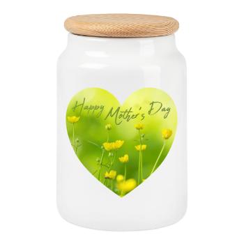 Herz mit Blumen zum Muttertag Geschenk Muttertag - Keksdose mit Holzdeckel - Weiß - Vorne