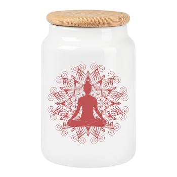 Back to my center - Cookie Jar with Wooden Lid - white - Front