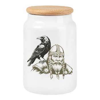 Wikinger Viking Legende Seemann Odin Rabe Kämpfer - Keksdose mit Holzdeckel - Weiß - Vorne