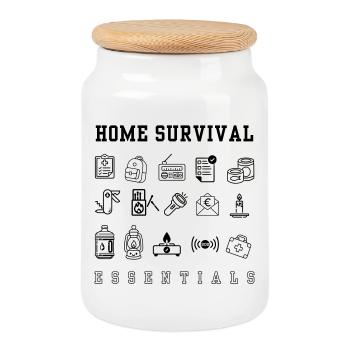 Emergency plan - doomsday - Cookie Jar with Wooden Lid - white - Front