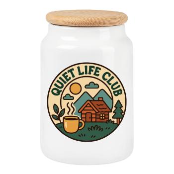Quiet Life Club - Cookie Jar with Wooden Lid - white - Front