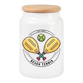 Je peux pas j ai padel - Boîte à biscuits avec couvercle en bois - blanc - Devant