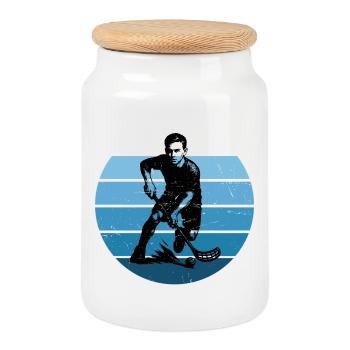 Floorball Graphics for Floorball - Cookie Jar with Wooden Lid - white - Front