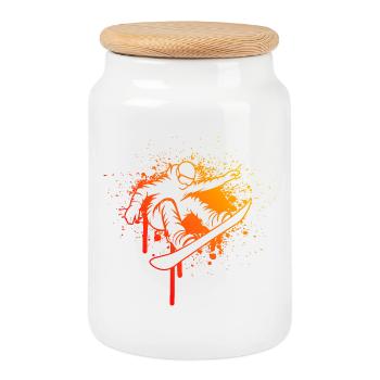 Clear snowboard message for women - Cookie Jar with Wooden Lid - white - Front