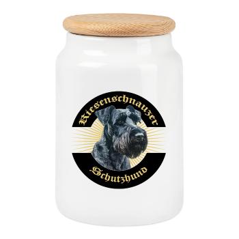 Riesenschnauzer Schutzhund IGP Motiv - Keksdose mit Holzdeckel - Weiß - Vorne