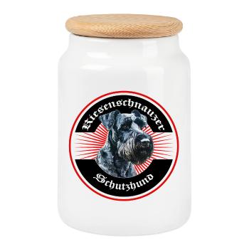 Riesenschnauzer Design - Keksdose mit Holzdeckel - Weiß - Vorne