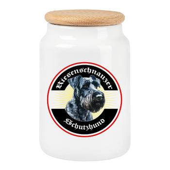 Riesenschnauzer Emblem IGP Hundesport - Keksdose mit Holzdeckel - Weiß - Vorne