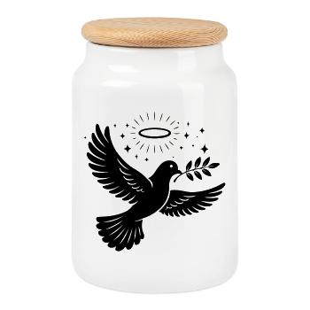 Colombe Sainte Chrétienne - Boîte à biscuits avec couvercle en bois - blanc - Devant