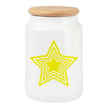 Infinite Yellow Star - Cookie Jar with Wooden Lid - white - Front