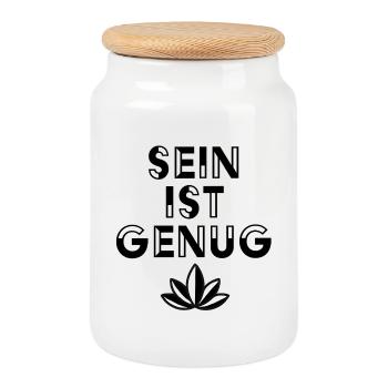 Être suffit – Esthétique minimaliste du cannabis - Boîte à biscuits avec couvercle en bois - blanc - Devant