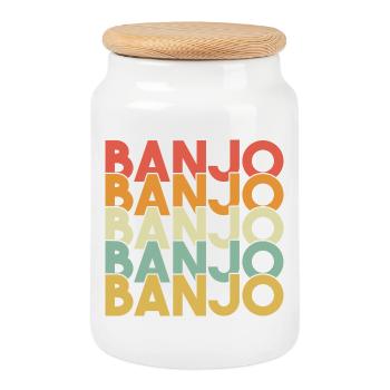 Banjo Retro Vintage - Keksdose mit Holzdeckel - Weiß - Vorne
