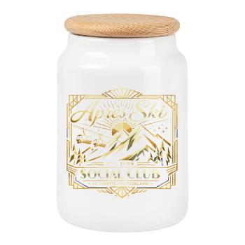 Retro 90s Après Ski Vintage Gift Saying - Cookie Jar with Wooden Lid - white - Front