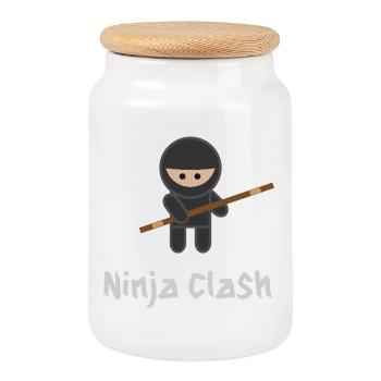 Ninja Fight Sport Bo - Boîte à biscuits avec couvercle en bois - blanc - Devant