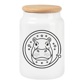 Contour du cercle du ciel étoilé de l’hippopotame - Boîte à biscuits avec couvercle en bois - blanc - Devant