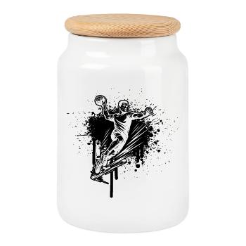 Handball Love to Wear for Men - Cookie Jar with Wooden Lid - white - Front