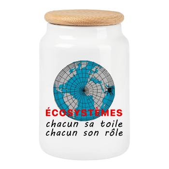ecosystmes_chacun_sa_toile_chacun_son_role - Boîte à biscuits avec couvercle en bois - blanc - Devant