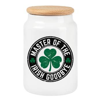 Master of the Irish Goodbye - Cookie Jar with Wooden Lid - white - Front