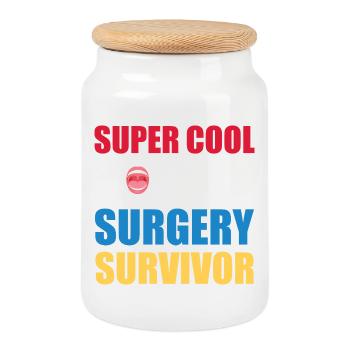 Super Cool Tonsil Surgery Survivor Design - Cookie Jar with Wooden Lid - white - Front