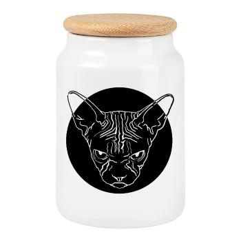 Sphinx Head - Cookie Jar with Wooden Lid - white - Front
