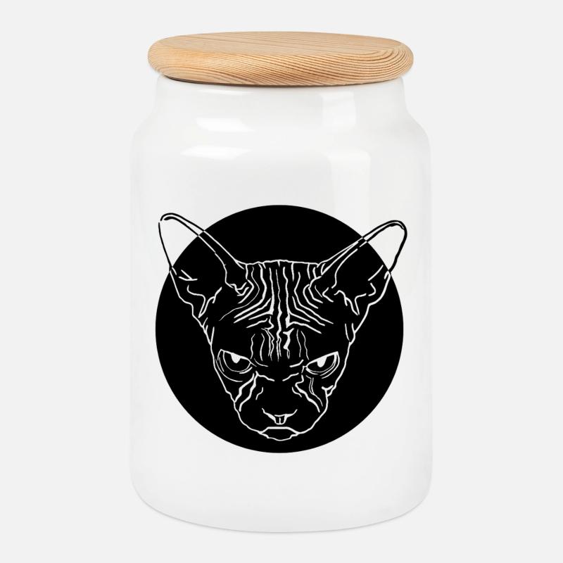 Sphinx Head - Cookie Jar with Wooden Lid - white